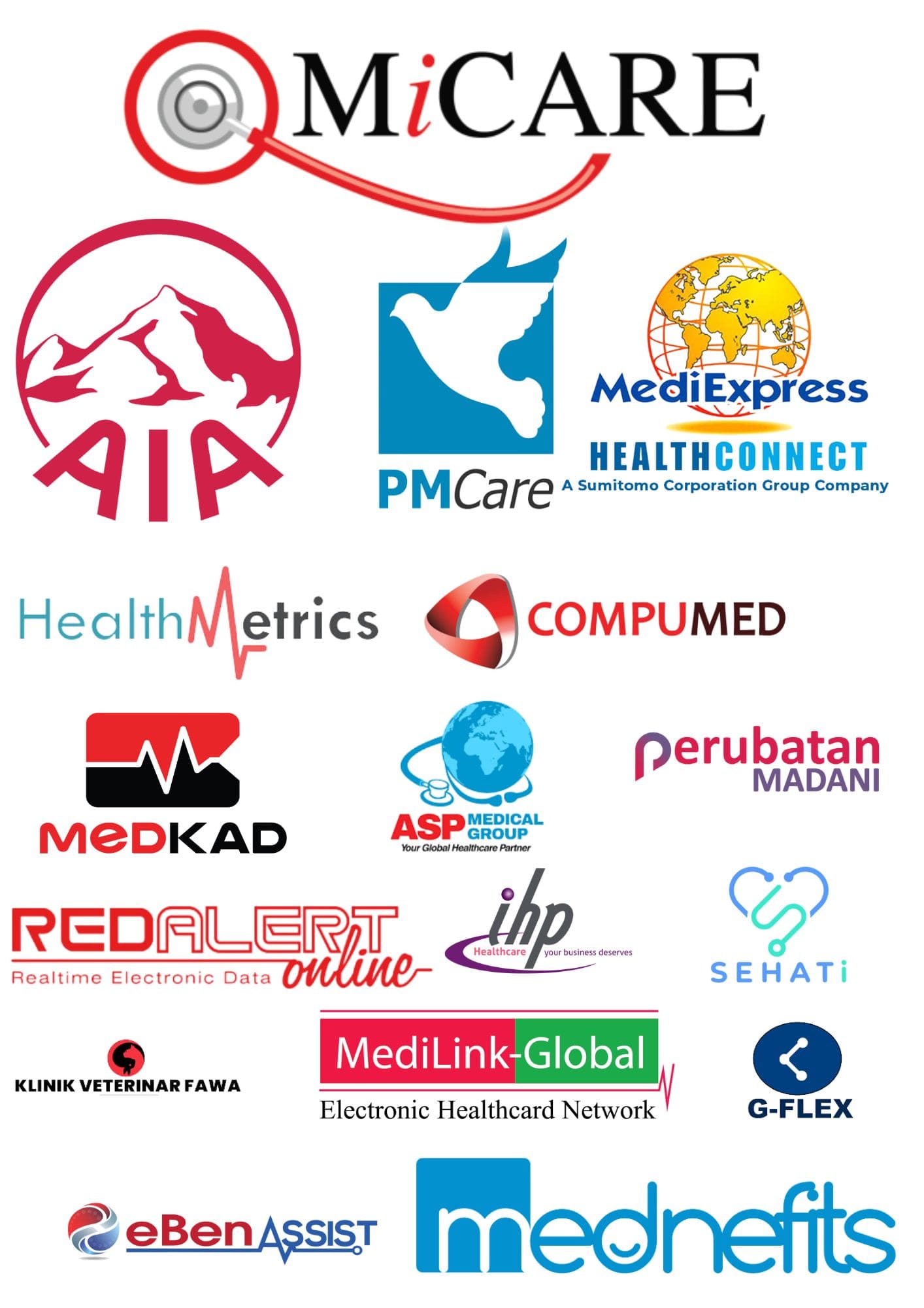 Klinik Jasmine panel and healthcare partner logos